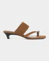Vince 40mm Stacy Toe Ring-detail Suede Sandals In Brown