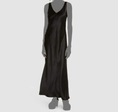 Pre-owned Vince $425  Women's Black Satin Sleeveless V-neck Slip Dress Size Xl