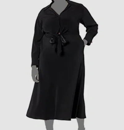 Pre-owned Vince $526  Women's Black Collared Long-sleeve Twisted Front Shirt Dress Size S