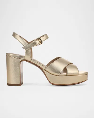 Vince 80mm Ericka Metallic Leather Platform Sandals In Gold