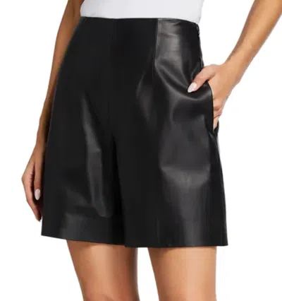 Pre-owned Vince $895  Sz6 High Rise Wide Leg Leather Short Black