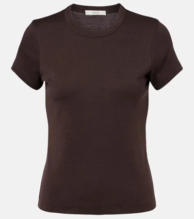 Vince '90s Shrunken Cotton-blend T-shirt In Brown