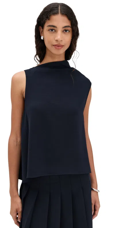 Vince A-line Asymmetrical Draped Top Coastal In Blue
