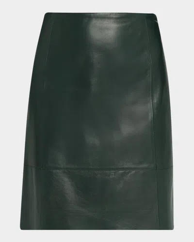 Vince A-line Leather Skirt In Green