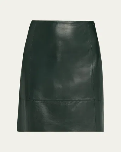 Vince A-line Leather Skirt In Green