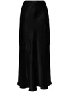 Vince Satin-finish Draped Midi Skirt In Black