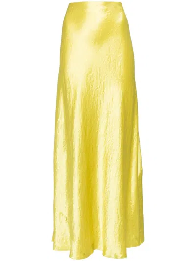 VINCE A-LINE SATIN MIDI SKIRT