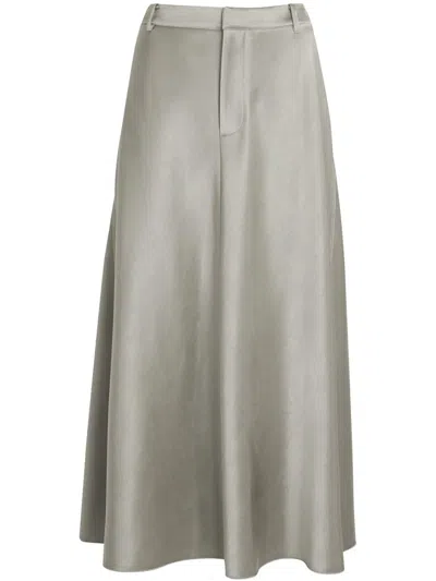 Vince Satin Trouser A-line Skirt In Smoky Green