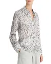 Vince Abstract Onyx Slim Fit Satin Silk Shirt In Gray