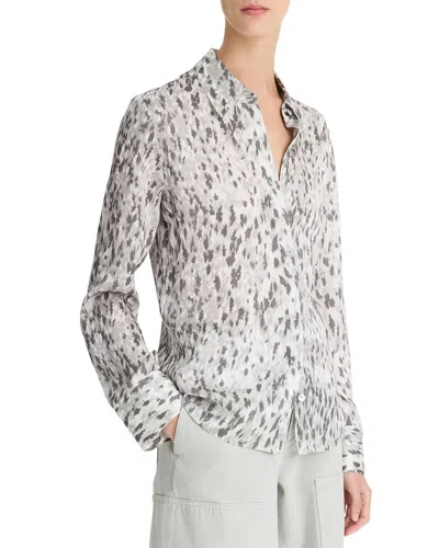 VINCE VINCE ABSTRACT ONYX SLIM FIT SATIN SILK SHIRT