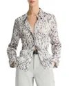 Vince Abstract Print Silk Button-up Shirt In Grey Onyx