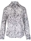 Vince Abstract Print Silk Button-up Shirt In Grau