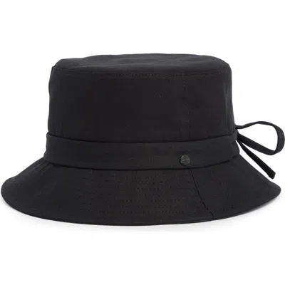 Vince Adjustable Tie Cotton Canvas Bucket Hat In Black