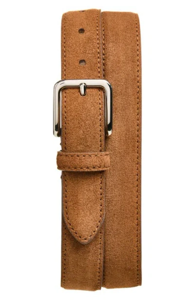 Vince Alex Stitched Suede Belt In Brown