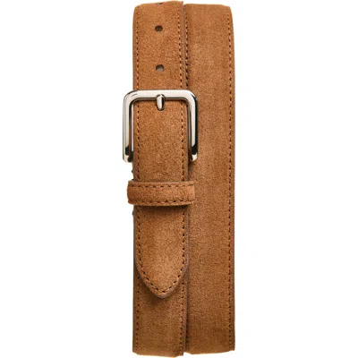 Vince Alex Stitched Suede Belt In Saddle