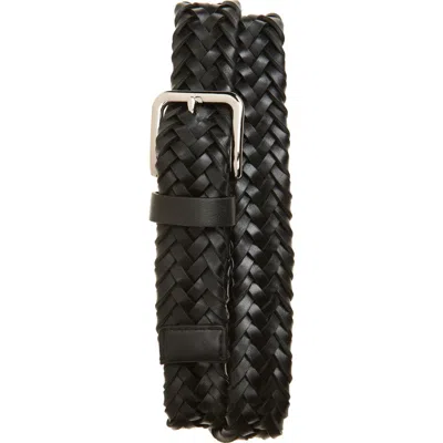 Vince Alex Woven Leather Belt In Black