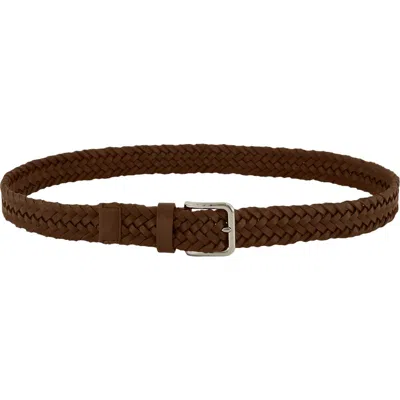 Vince Alex Woven Leather Belt In Brown