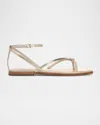 Vince Ali Metallic Crisscross Flat Sandals In Champagne Gold