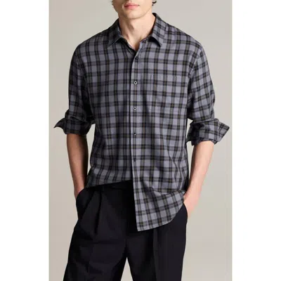 Vince Allen Plaid Classic Fit Casual Button Down Shirt In Gray