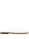 Vince Almond Caged Flat Mules In White