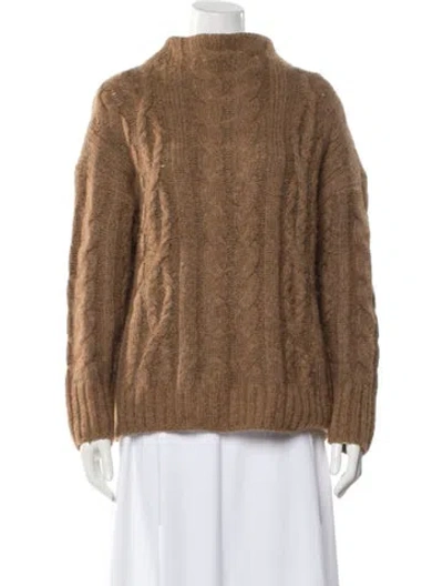 Pre-owned Vince Alpaca Mock Neck Sweater In Brown