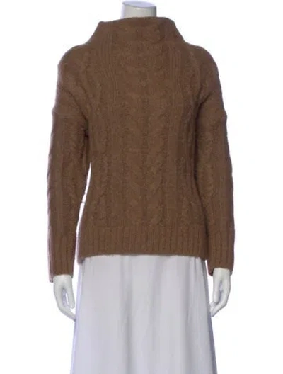 Pre-owned Vince Alpaca Mock Neck Sweater In Brown