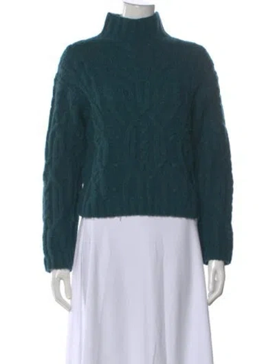 Pre-owned Vince Alpaca Mock Neck Sweater In Green