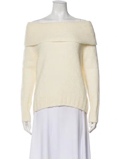 Pre-owned Vince Alpaca Off-the-shoulder Sweater W/ Tags In White