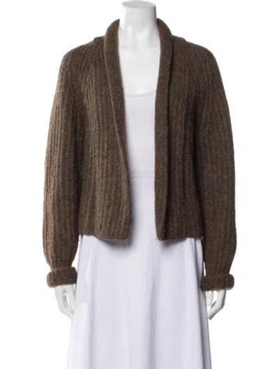 Pre-owned Vince Alpaca Open Front Sweater In Brown