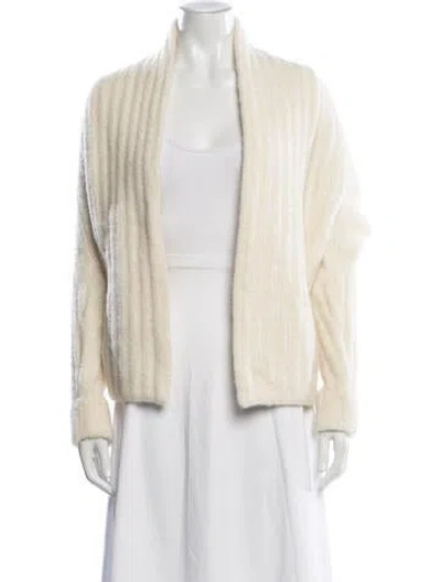 Pre-owned Vince Alpaca Open Front Sweater In White