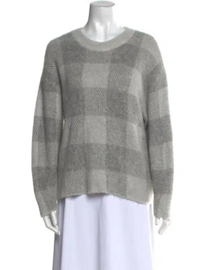 Pre-owned Vince Alpaca Plaid Print Sweater In Gray