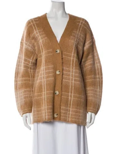 Pre-owned Vince Alpaca Plaid Print Sweater W/ Tags In Brown