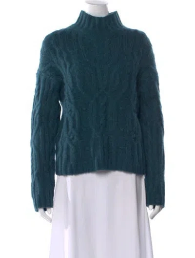 Pre-owned Vince Alpaca Turtleneck Sweater In Green
