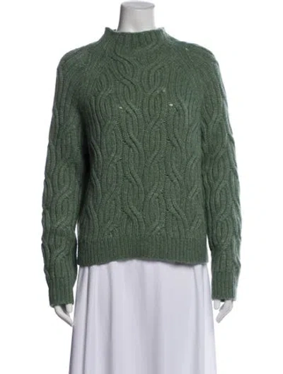 Pre-owned Vince Alpaca Turtleneck Sweater In Green