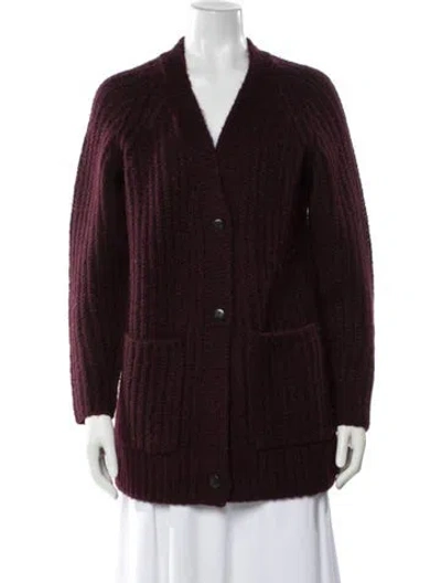 Pre-owned Vince Alpaca V-neck Sweater In Burgundy