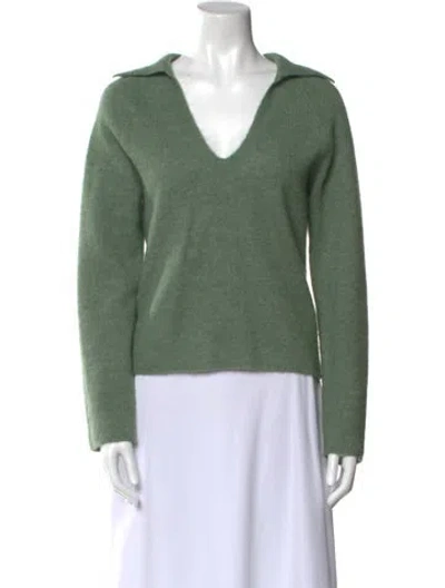 Pre-owned Vince Alpaca V-neck Sweater In Green