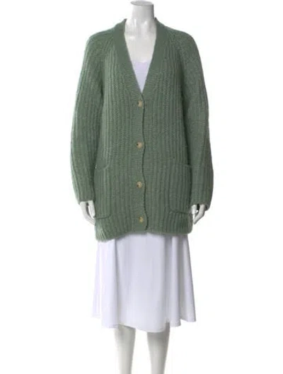 Pre-owned Vince Alpaca V-neck Sweater In Green
