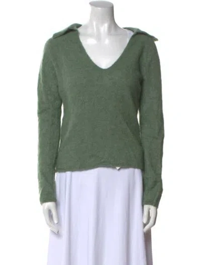 Pre-owned Vince Alpaca V-neck Sweater In Green