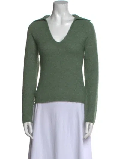 Pre-owned Vince Alpaca V-neck Sweater In Green