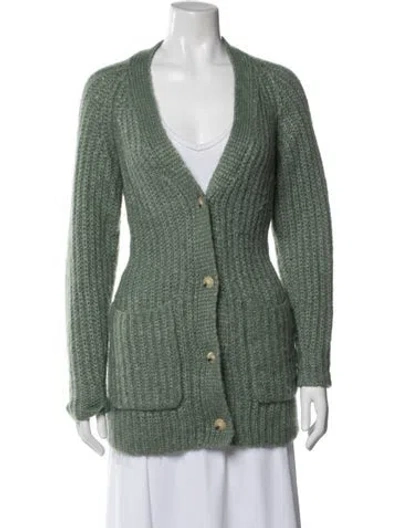 Pre-owned Vince Alpaca V-neck Sweater In Green