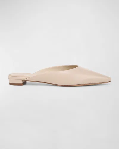 Vince Ana Ana Leather Ballerina Mules In Birchsand Beige Leather
