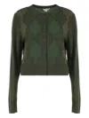 Vince Cardigan In Mixed Wool Argyle In Green