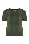 Vince Argyle Short-sleeve Sweater In A Wool Blend In Green