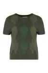 Vince Argyle Short-sleeve Sweater In A Wool Blend In Green