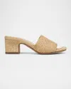 Vince Ariana Raffia Mule Sandals In Toasted Wheat