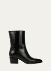 Vince Arlington Western Leather Ankle Boots In Black Polished Le