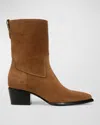 Vince Arlington Western Suede Ankle Boots In Elmwood Tan Suede