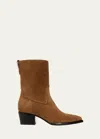 Vince Arlington Western Suede Ankle Boots In Elmwood Tan Suede