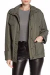 Vince Army Green Jacket Drawstring Waist Anorak Flap Pockets In Green