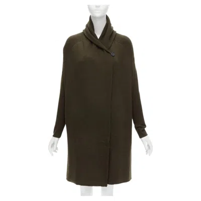 Pre-owned Vince Army Green Yak Wool Shawl Neck Single Button Wrap Cardigan Coat Xxs